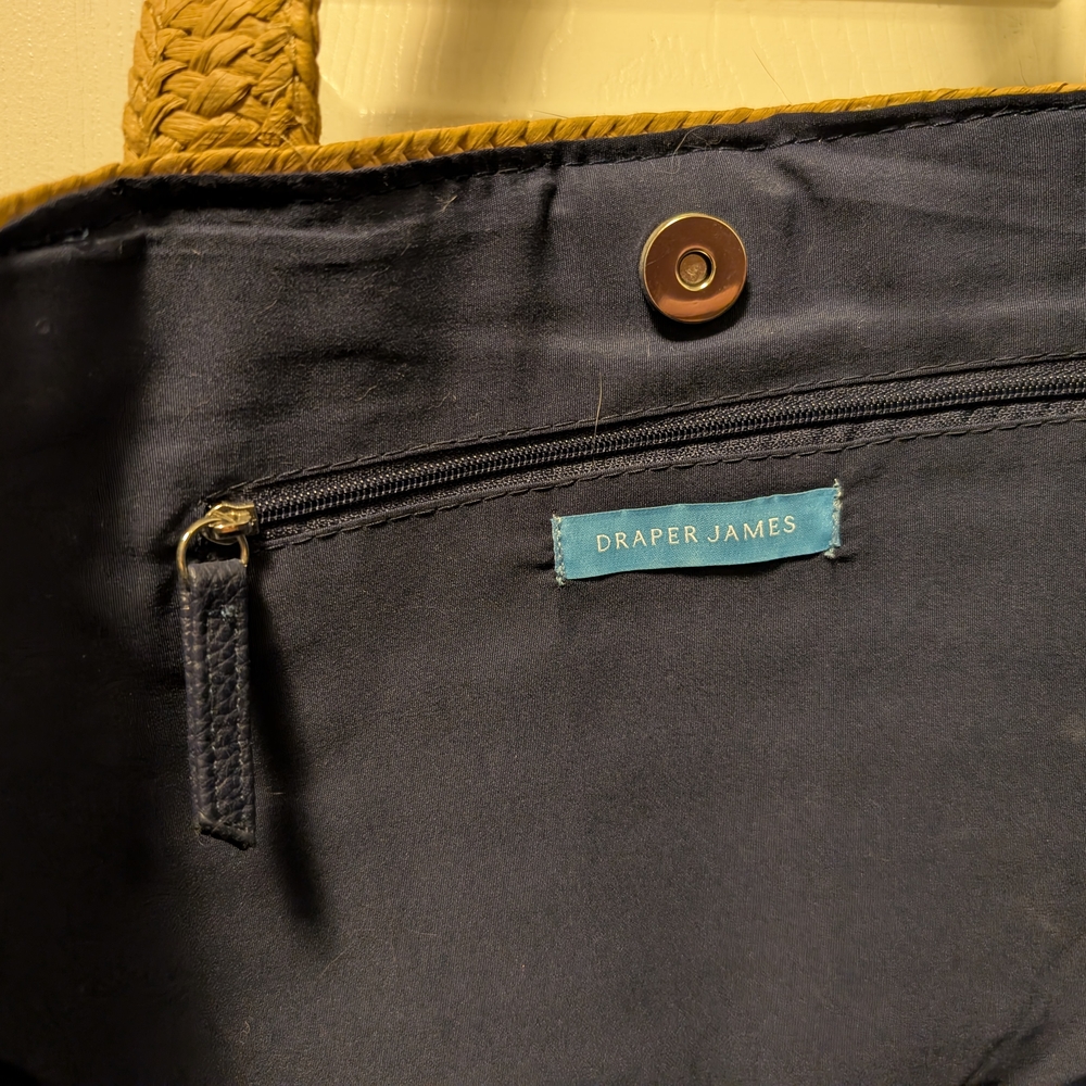 Draper James Tan Woven Tote with Navy Floral Accent - Picture 4 of 4
